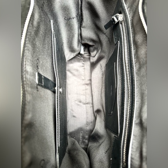 CALVIN KLEIN BLACK SILVER LOGO TOTE BAG - Picture 6 of 8